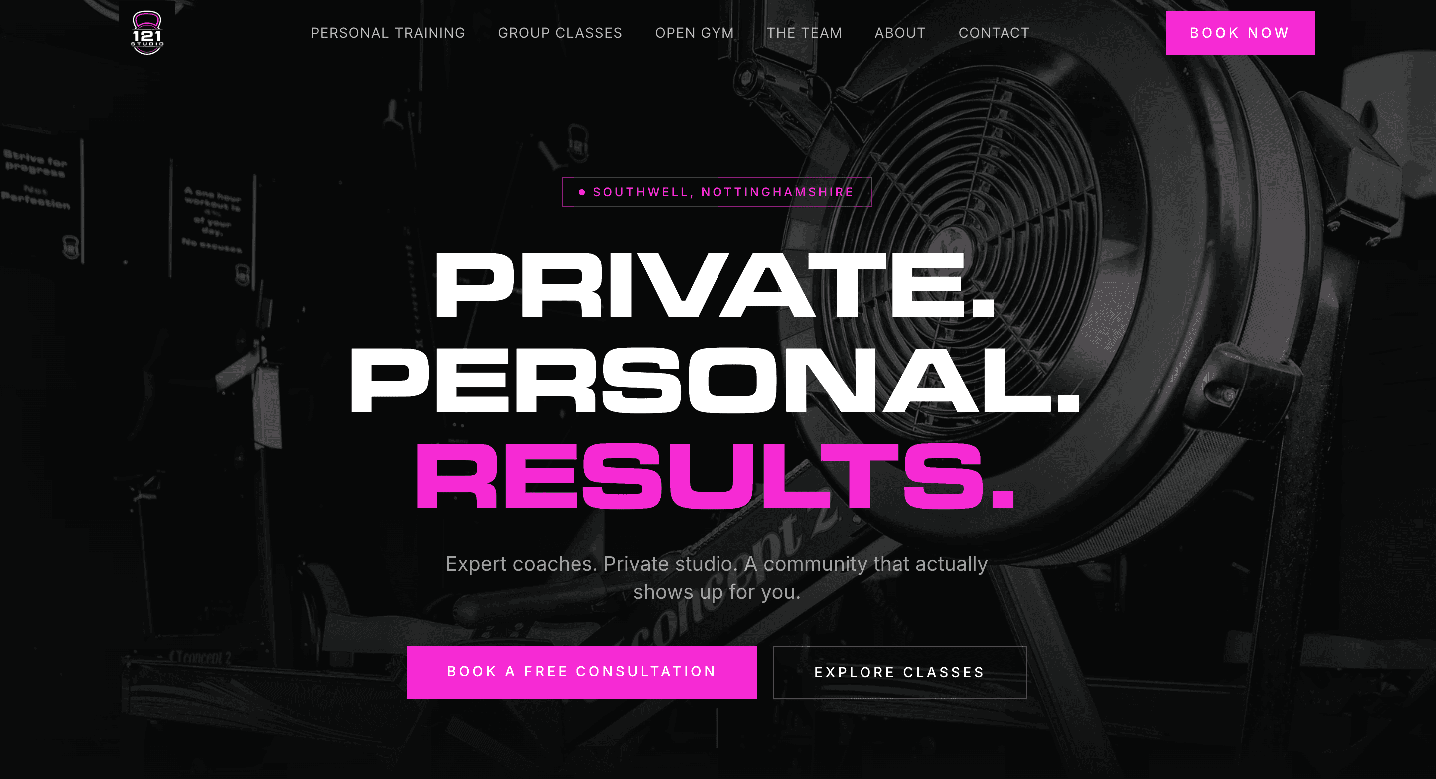 Studio 121 website on desktop